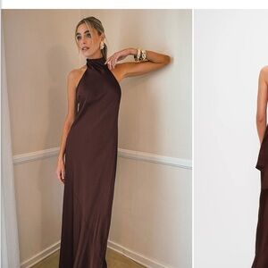 Show Me Your MuMu Chocolate Backless Dress